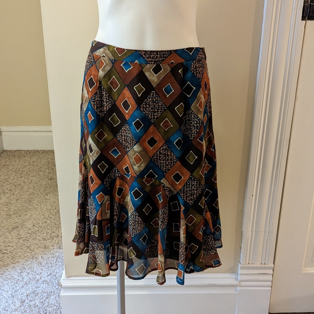 Ruby Rd. patchwork brown and blue skirt size 6